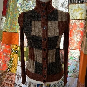 Vintage Dolce and Gabanna patchwork marled knit wool fall sweater